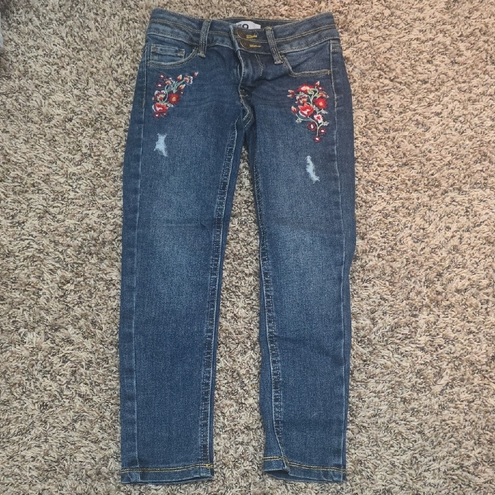 SO Kids Denim Jeans with Floral Embroidery, NWOT